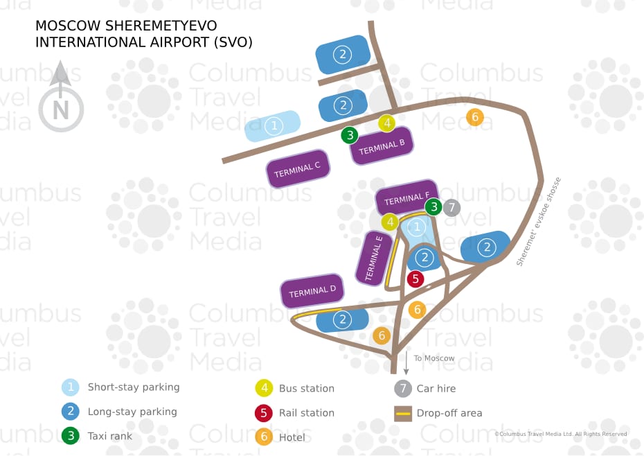 シェレメーチエヴォ空港とターミナルの地図(SVO)