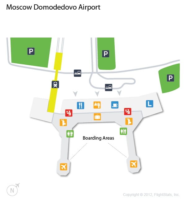 ドモジェドヴォ空港とターミナルの地図(DME)