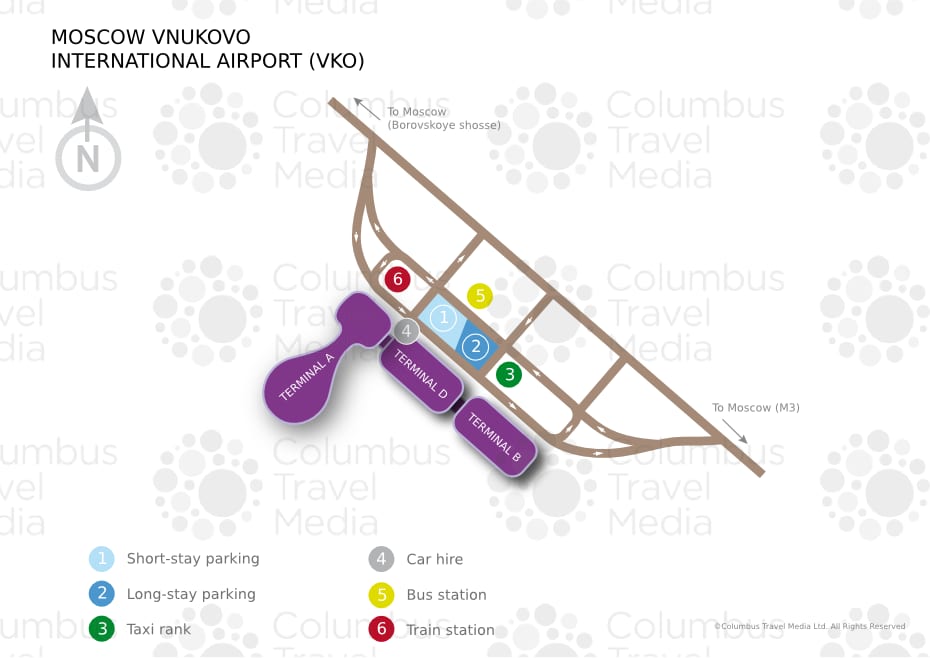 ヴヌーコヴォ空港とターミナルの地図(VKO)